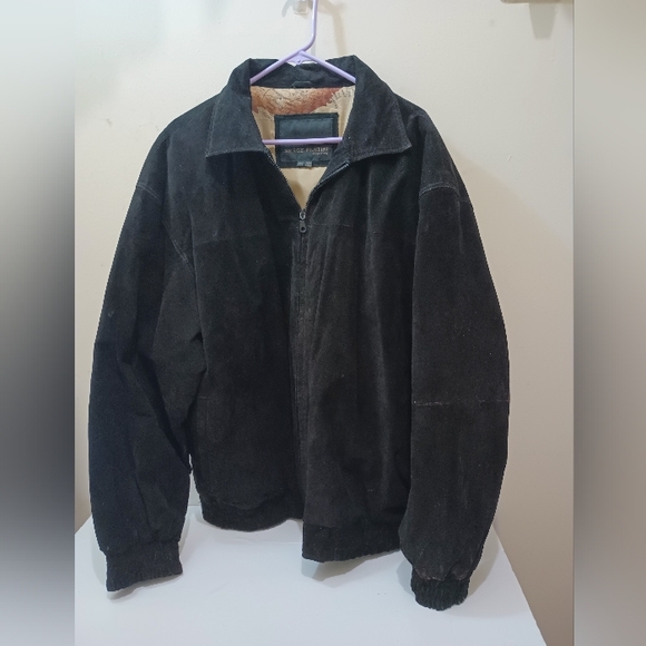 Vintage Serge Platini Milan Italy black Suede jacket Men's XXlarge - Picture 1 of 14